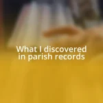 What I discovered in parish records