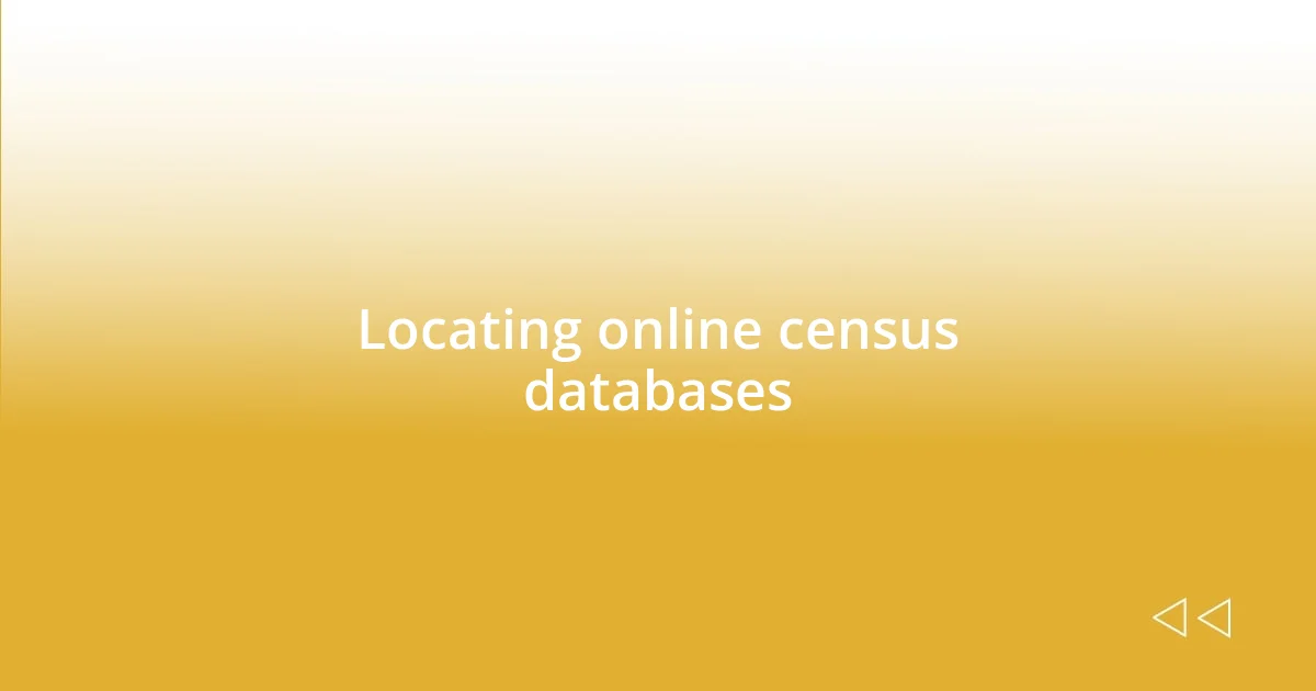 Locating online census databases