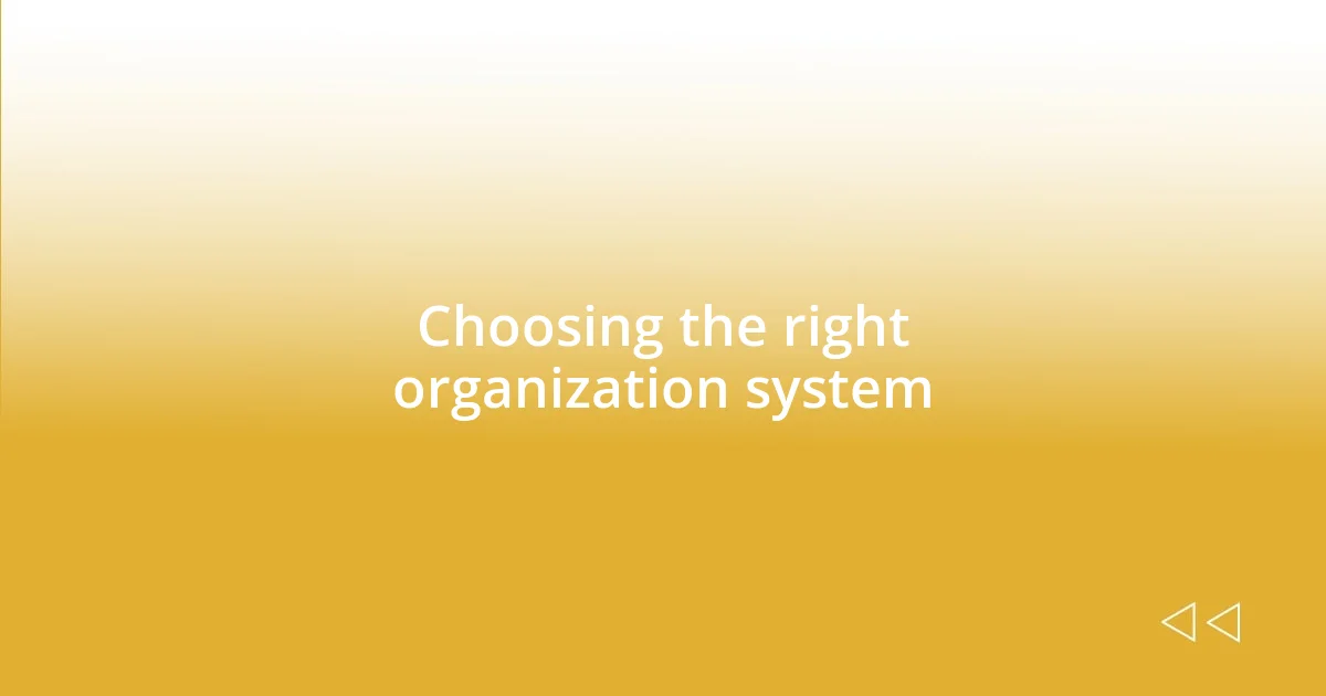 Choosing the right organization system