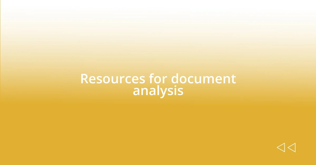 Resources for document analysis